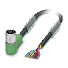 M12A Fem Coudé 12p; Câble PUR Noir 5m