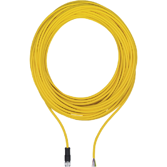 M12A Fem Droit 8p; Câble PUR 8x0.25 Jaune Cpc 10m-Lire la description