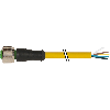 M12A Fem Droit 5p; Câble PUR/PVC 5x0.34 Jaune Cpc 3m