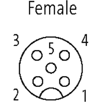 M12A Fem Droit 5p; Câble PUR/PVC 5x0.34 Jaune Cpc 3m-Lire la description