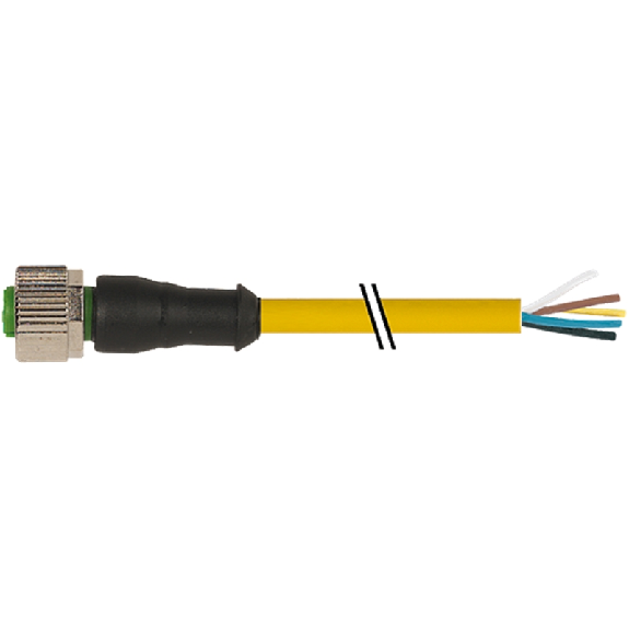 M12A Fem Droit 5p; Câble PUR/PVC 5x0.34 Jaune Cpc 3m M12A Fem Droit 5p; Câble PUR/PVC 5x0.34 Jaune Cpc 3m-Lire la description