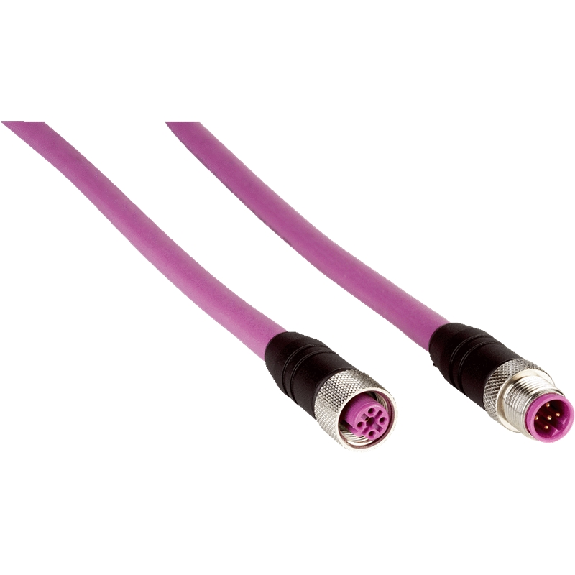 M12B Fem Droit 5p/M12B Mâle Droit 5p; PUR 2 fils Cpc 10m PROFIBUS-DP-Lire la description