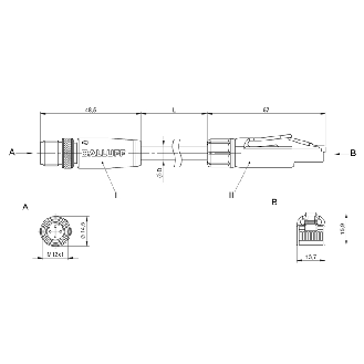 M12D Fem Droit 4p/RJ45 Mâle Droit 4p; PUR Blindé 22AWG Vert Cpc 30m-Lire la description