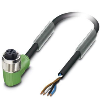 M12A Fem Coudé 4p; Câble PVC 4x0.34 Noir 5m-Lire la description
