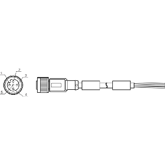M12A Fem Droit 5p; Câble PUR Blindé 4x0.50 Noir 20m-Lire la description