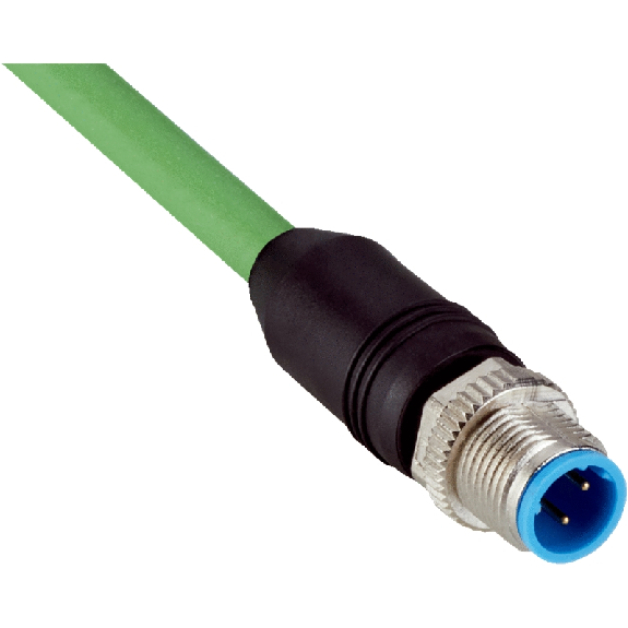 M12D Mâle Droit 4p; Câble PUR Blindé Vert Cpc 5m Ethernet, PROFINET-Lire la description