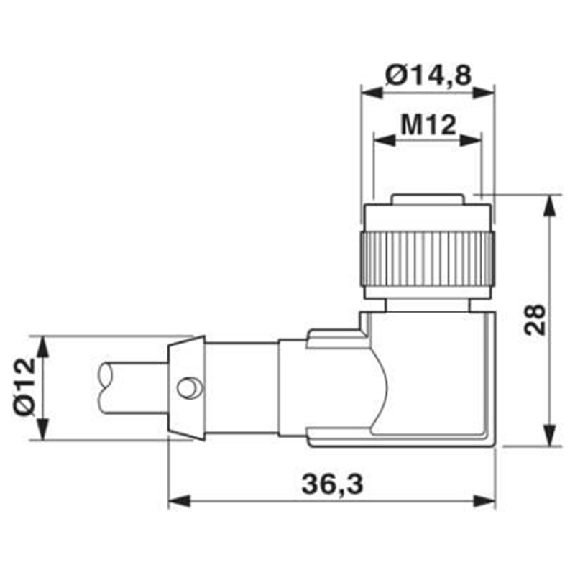 M12A Fem Coudé 4p LEDx3; Câble PUR 4x0.34 Gris-Noir 3m M12A Fem Coudé 4p LEDx3; Câble PUR 4x0.34 Gris-Noir 3m-Lire la description
