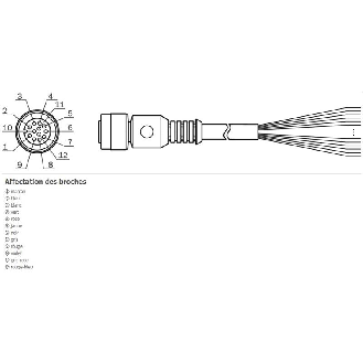 M12 Fem Droit 12p; Câble PVC 12 fils 2m Blindé-Lire la description