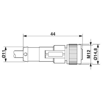 M12A Fem Droit 5p; Câble PVC 5x0.34 Noir 25m-Lire la description