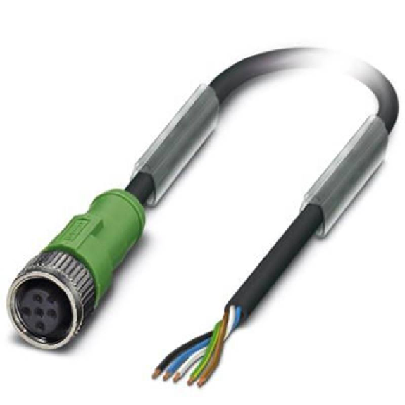 M12A Fem Droit 5p; Câble PVC 5x0.34 Noir 25m-Lire la description