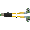 Y-M12 Mâle Droit/2xM12 Fem Coudé LED; PVC 3x0,34 Jaune 0,3m