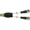 Y-M12 Mâle Droit 4p/2xM12 Fem Droit; PVC 3x0,34 Gris 0,3m
