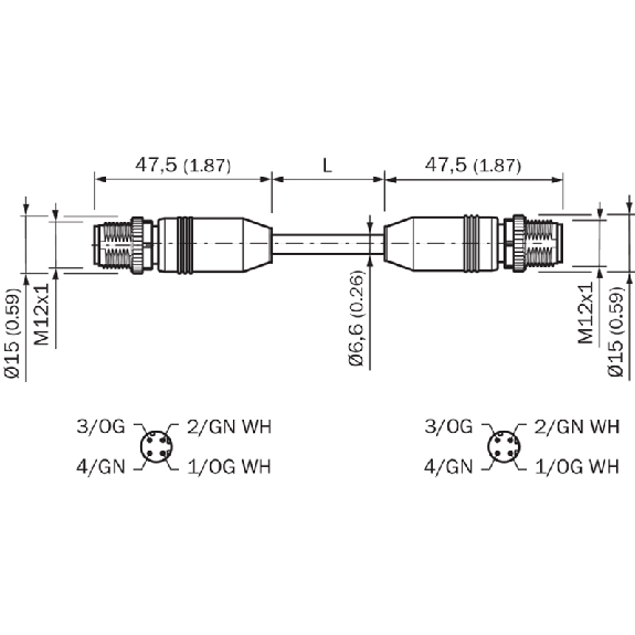M12D Mâle Droit 4p/M12D Mâle Droit 4p; Câble TPE 4 fils CPC Robot 40m-Lire la description