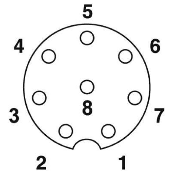 M12A Fem Coudé 8p; Câble PUR 8x0,25 Noir Cpc 5m-Lire la description