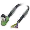 M12A Fem Coudé 8p; Câble PUR 8x0,25 Noir Cpc 5m