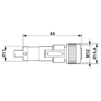 Y-M12A Mâle Droit 4p/2x M12A Fem Droit 4p; Câble Gris-Noir 0.3m-Lire la description