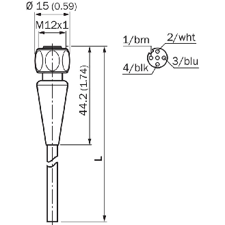 M12A Fem Droit 4p Inox V4A F&B; Câble PP 4x0.34 Gris 15m-Lire la description