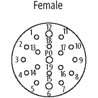 M23 Fem Coudé 19p; Câble PUR 16x0.34+3x0.75 Gris Cpc 10m-Lire la description