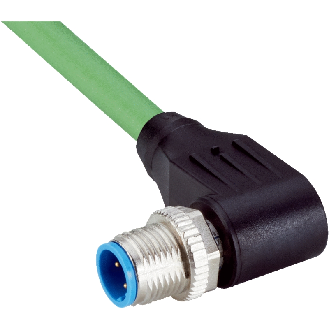 M12D Mâle Coudé 4p; Câble PUR Blindé 4 fils Vert Cpc 10m Profinet-Lire la description