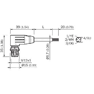 M12D Mâle Coudé 4p; Câble PUR Blindé 4 fils Vert Cpc 10m Profinet-Lire la description