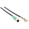 M12A Mâle Droit 8p; Câble PUR Blindé 8x0.25 Noir Cpc 5m (30V)