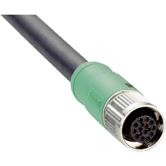 M12A Fem Droit 12p; Câble PUR 12x0.14 Noir Cpc 20m-Lire la description