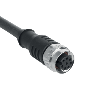 M12A Fem Droit 8p; Câble PUR 8x0.25 Noir Cpc 10m-Lire la description