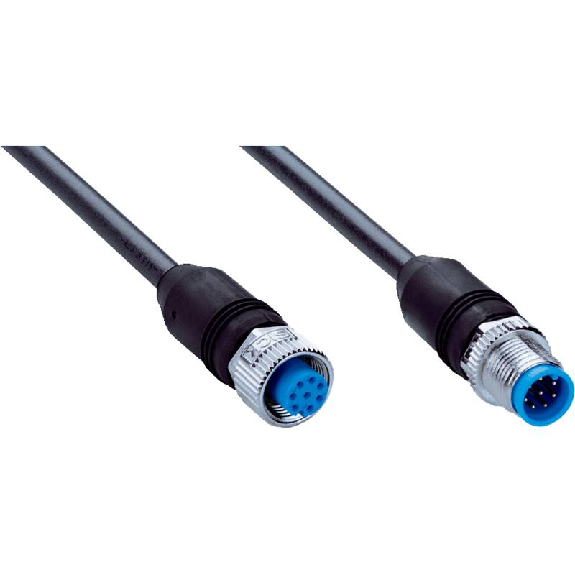 M12A Fem Droit 8p/M12A Mâle Droit 8p; PUR Blindé 8x0.25 Noir Cpc 10m-Lire la description