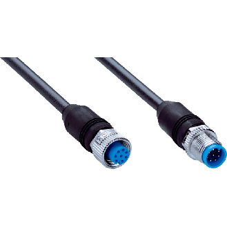 M12A Fem Droit 8p/M12A Mâle Droit 8p; PUR Blindé 8x0.25 Noir Cpc 10m-Lire la description