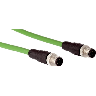 M12D Mâle Droit 4p/M12D Mâle Droit 4p; CAT5e vert 2m Profinet-Lire la description