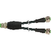 Y-M12 Mâle Droit 4p/2xM12 Fem Droit; PUR 3x0,34 Noir Cpc 5m