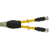 Y-M12 Mâle Droit/2xM08 Fem Droit; PUR 3x0,25 Jaune Cpc 1m