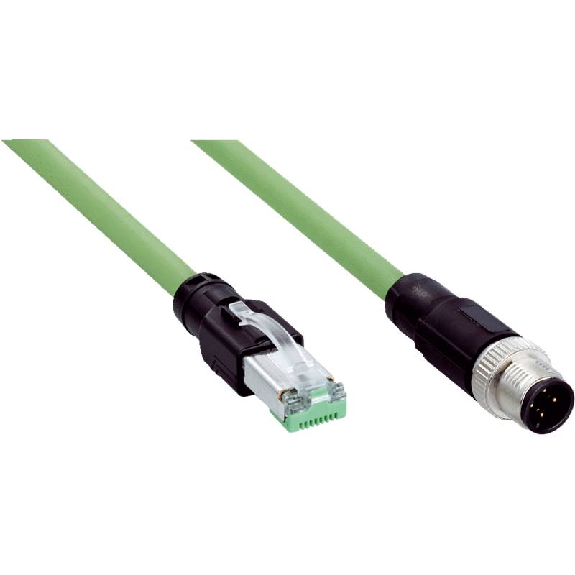 M12D Mâle Droit 4p/RJ45 Mâle 8p; Câble PUR 4 fils 5m ProfiNet-Lire la description