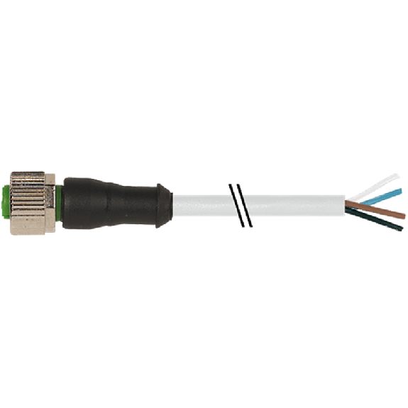 M12A Fem Droit 4p; Câble PUR UL/CSA 4x0.34 Gris Cpc 25m-Lire la description