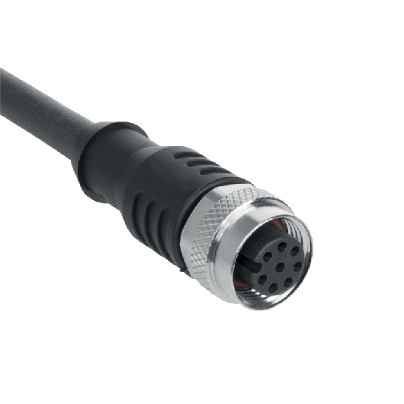 M12A Fem Droit 8p; Câble PUR 8x0.25 Noir Cpc 15m-Lire la description