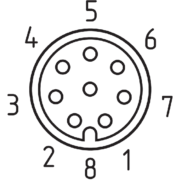 M12A Fem Droit 8p; Câble PUR 8x0.25 Noir Cpc 15m-Lire la description