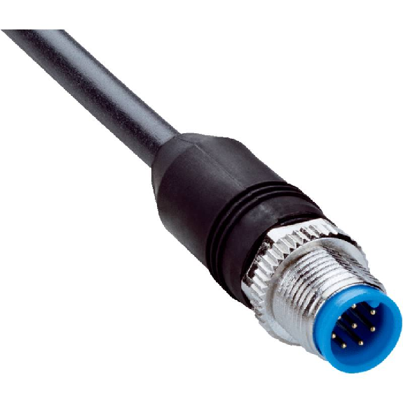 M12A Mâle Droit 8p; Câble PUR 8x0.25 Noir Cpc 15m-Lire la description