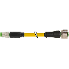 M12A Fem Droit 4p/M12A Mâle Droit 4p; PVC 4x0.25 Jaune 0.3m