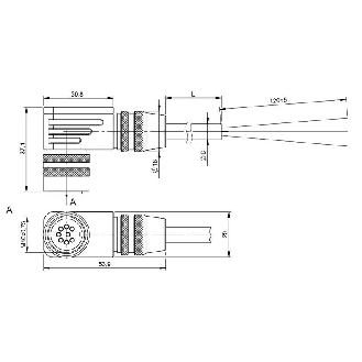 M16 Fem Coudé 8p; Câble PTFE Blindé 7x0.25 Noir Cpc 15m-Lire la description