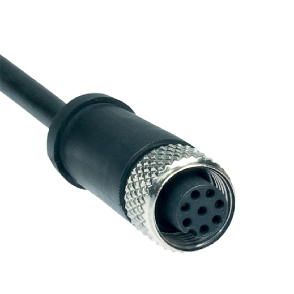 M12A Fem Droit 8p Inox V4A; Câble PVC Noir Cpc 10m (30V)-Lire la description