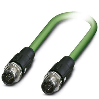 M12D Mâle Droit 4p/M12D Mâle Droit 4p; PVC Blindé Vert 1m Profinet-Lire la description