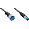 M12A Fem Droit 3p/M08A Mâle Droit 3p; PUR 3x0.25 Noir Cpc 1m