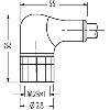 Connecteur M23 femelle coudé avec câble PUR 30m