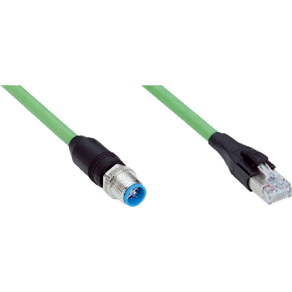 M12X Mâle Droit 8p/RJ45 Mâle Droit 8p; Câble PUR 8 fils 5m-Lire la description