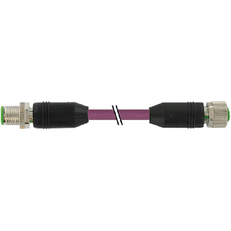 M12B Fem 0° 2p/M12B Mâle 0° 2p; PUR Blindé 1x2 Violet Profibus 0.6m-Lire la description
