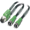 Y-M12A Mâle Droit 4p/M08A Fem Droit 3p/M08A Fem Droit 3p; PUR 0.3m