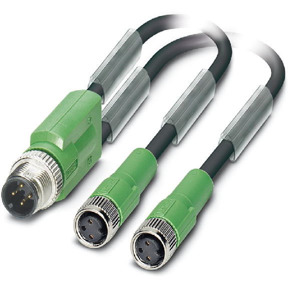 Y-M12A Mâle Droit 4p/M08A Fem Droit 3p/M08A Fem Droit 3p; PUR 0.3m-Lire la description