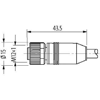 M12A Fem Droit 5p; Câble PUR/PVC Blindé 5x0,34 Gris 40m-Lire la description