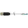 M12A Fem Droit 5p; Câble PUR/PVC Blindé 5x0,34 Gris 40m