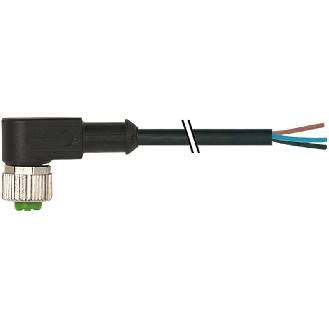 M12A Fem Coudé 5p; Câble PUR/PVC 5x0.34 Noir 5m-Lire la description